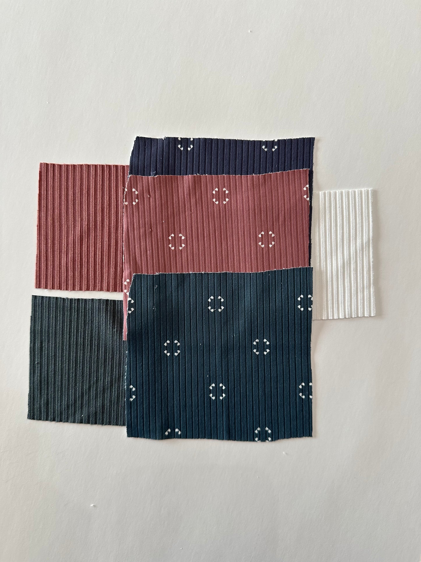 Geometric Print in Rose on Unbrushed Rib Knit Fabric Sold by the 1/4 yard