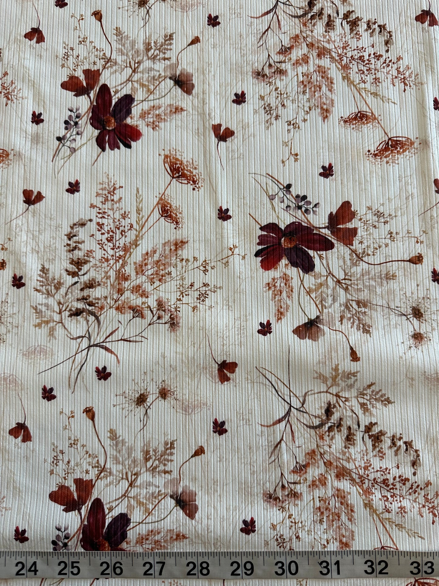 Whitney Floral on Unbrushed Rib Knit Fabric Sold by the 1/4 yard