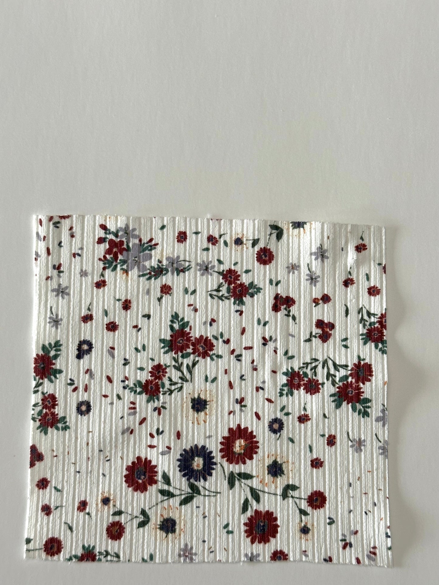 Yara Floral in White on Unbrushed Rib Knit Fabric Sold by the 1/4 yard