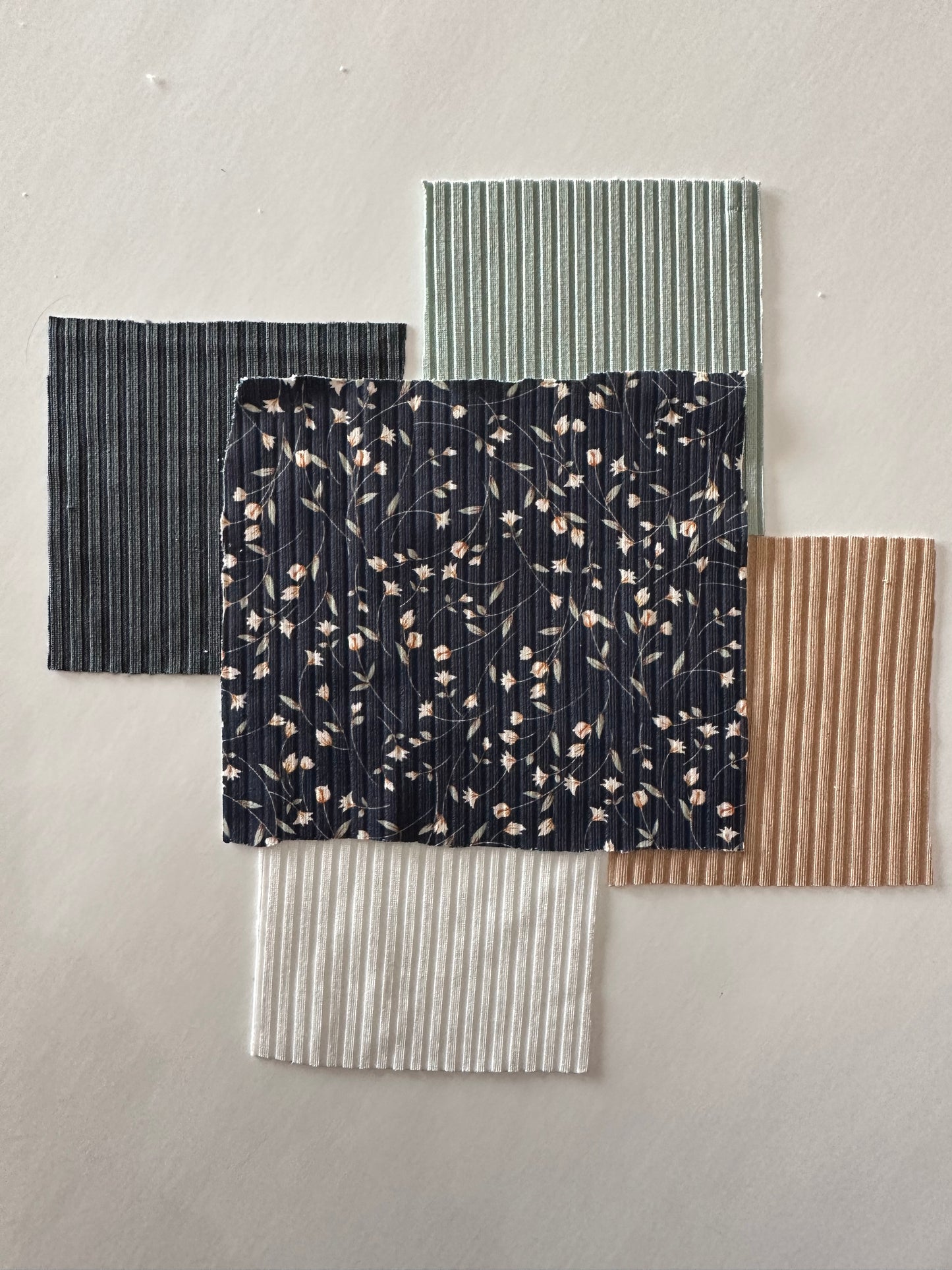 Naomi Floral in Navy on Unbrushed Rib Knit Fabric Sold by the 1/4 yard