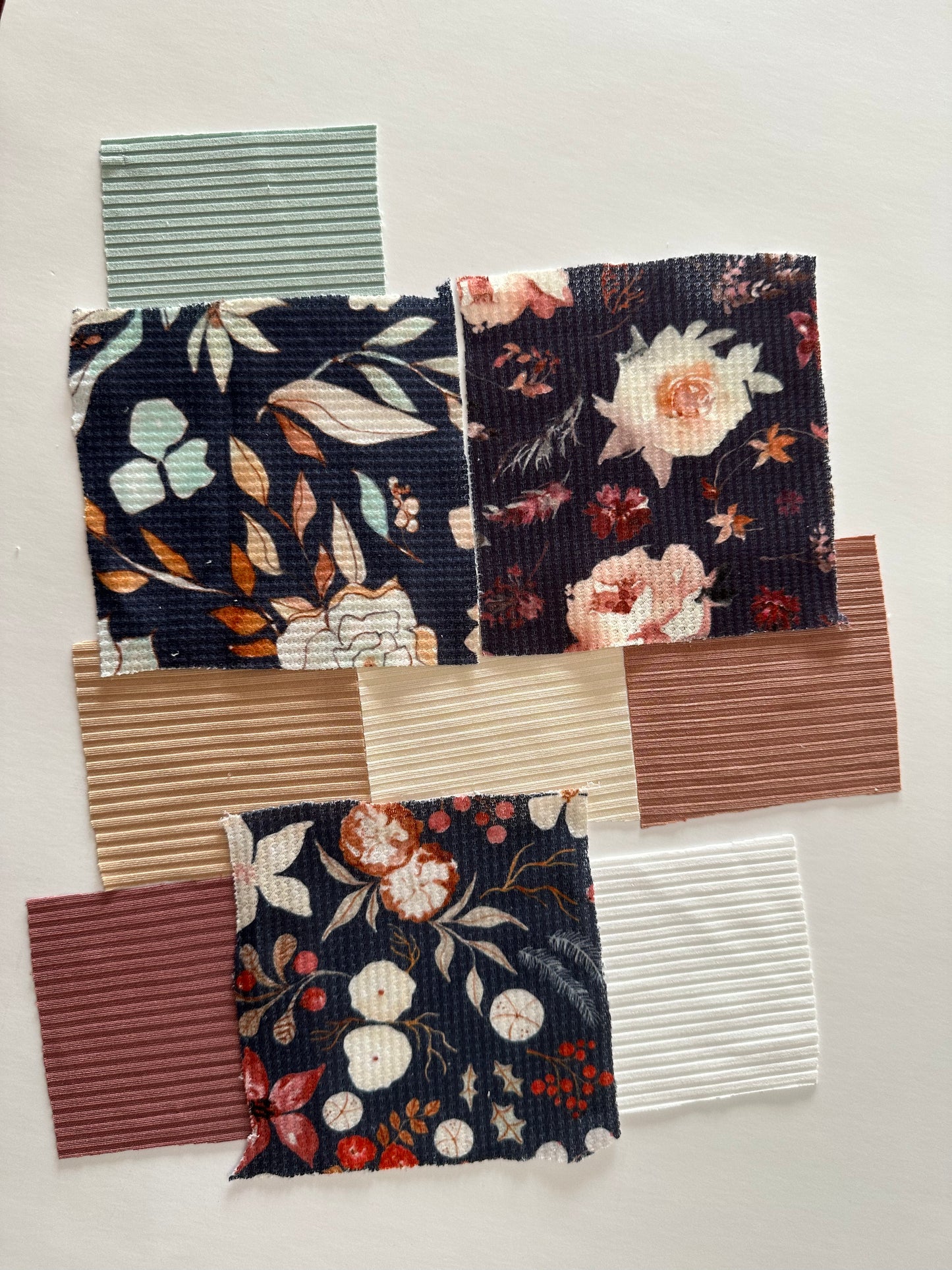 Mindy Floral in Navy on Brushed Waffle Knit Fabric Sold by the 1/4 yard