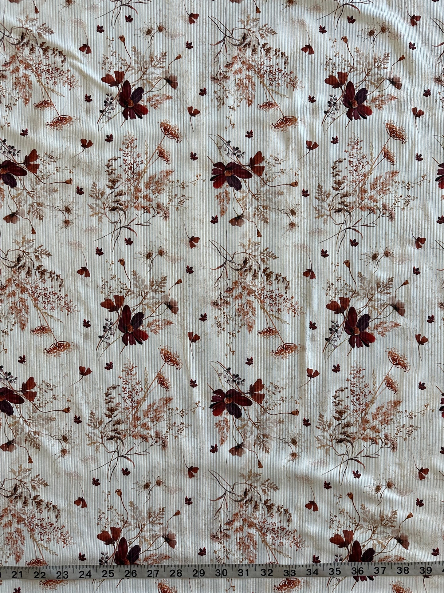 Whitney Floral on Unbrushed Rib Knit Fabric Sold by the 1/4 yard