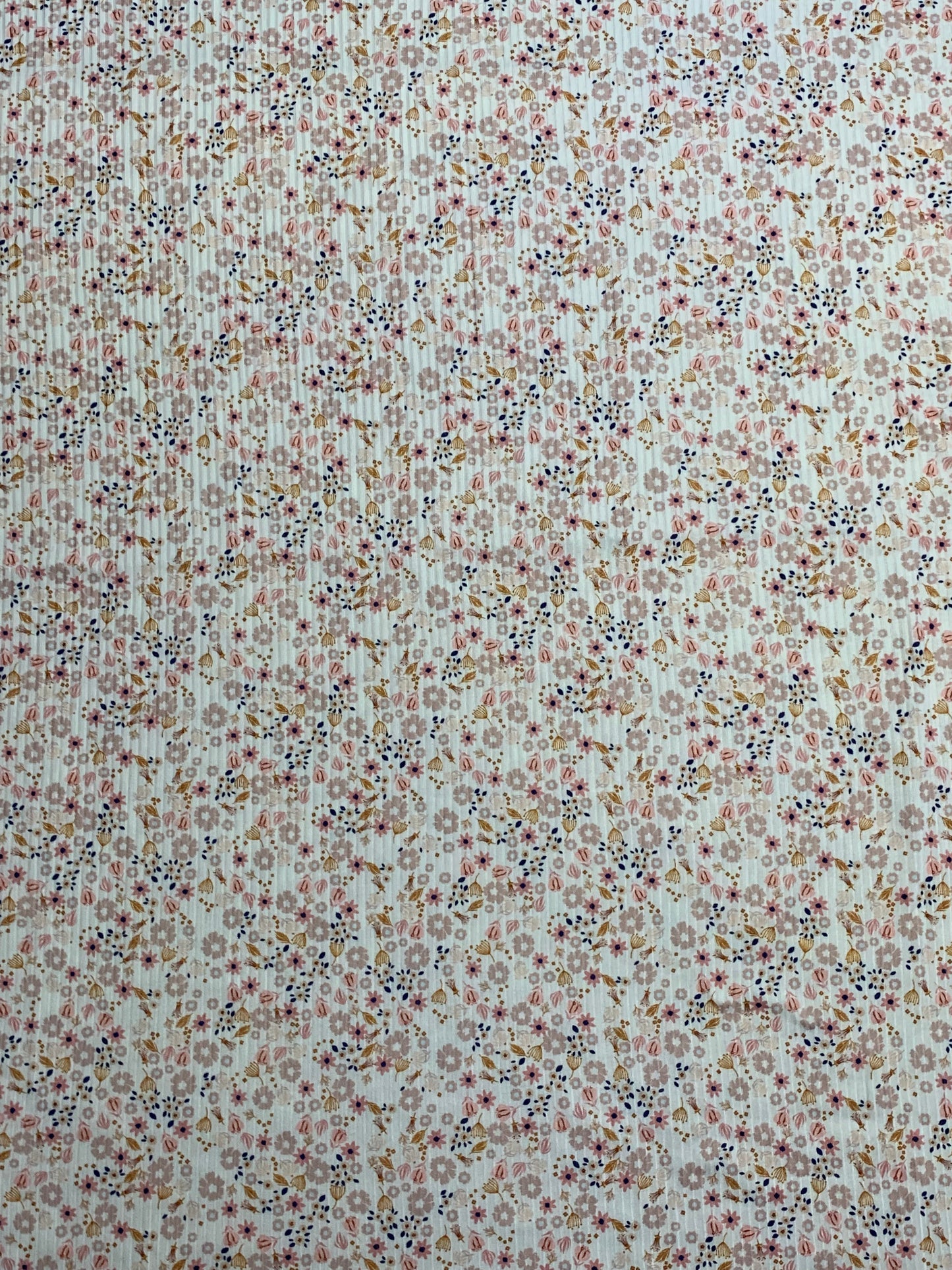 Amber Ditsy in White on Brushed Rib Knit Fabric Sold by the 1/4 yard