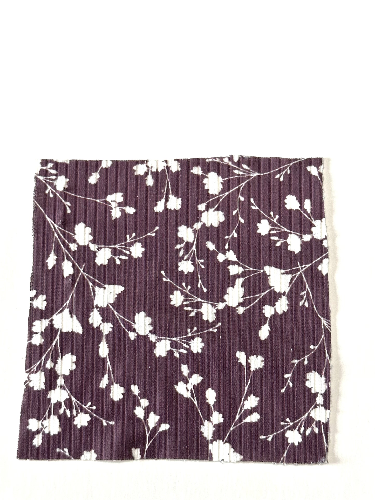 Harper Floral in Plum on Unbrushed Rib Knit Fabric Sold by the 1/4 yard