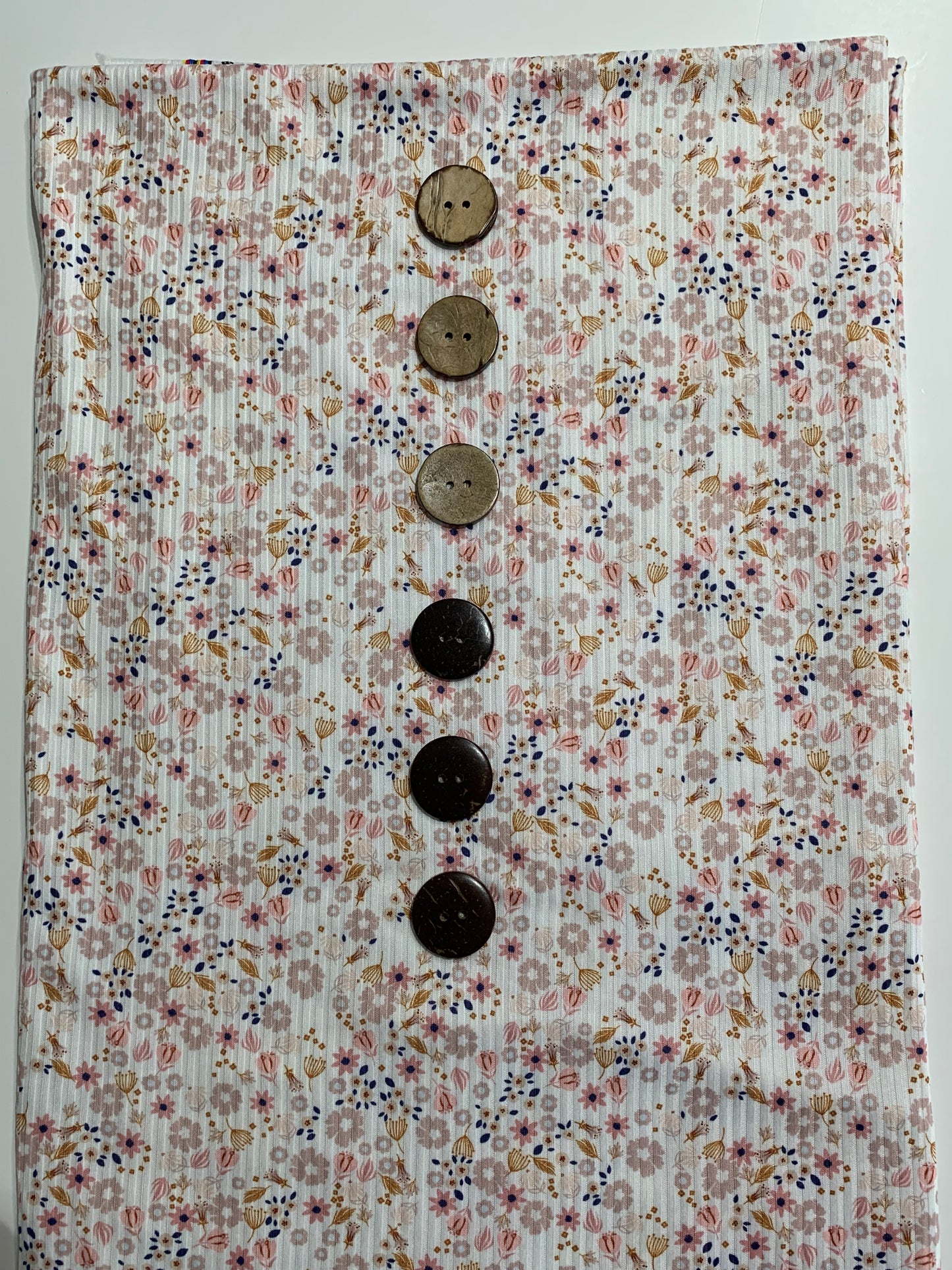 Amber Ditsy in White on Brushed Rib Knit Fabric Sold by the 1/4 yard