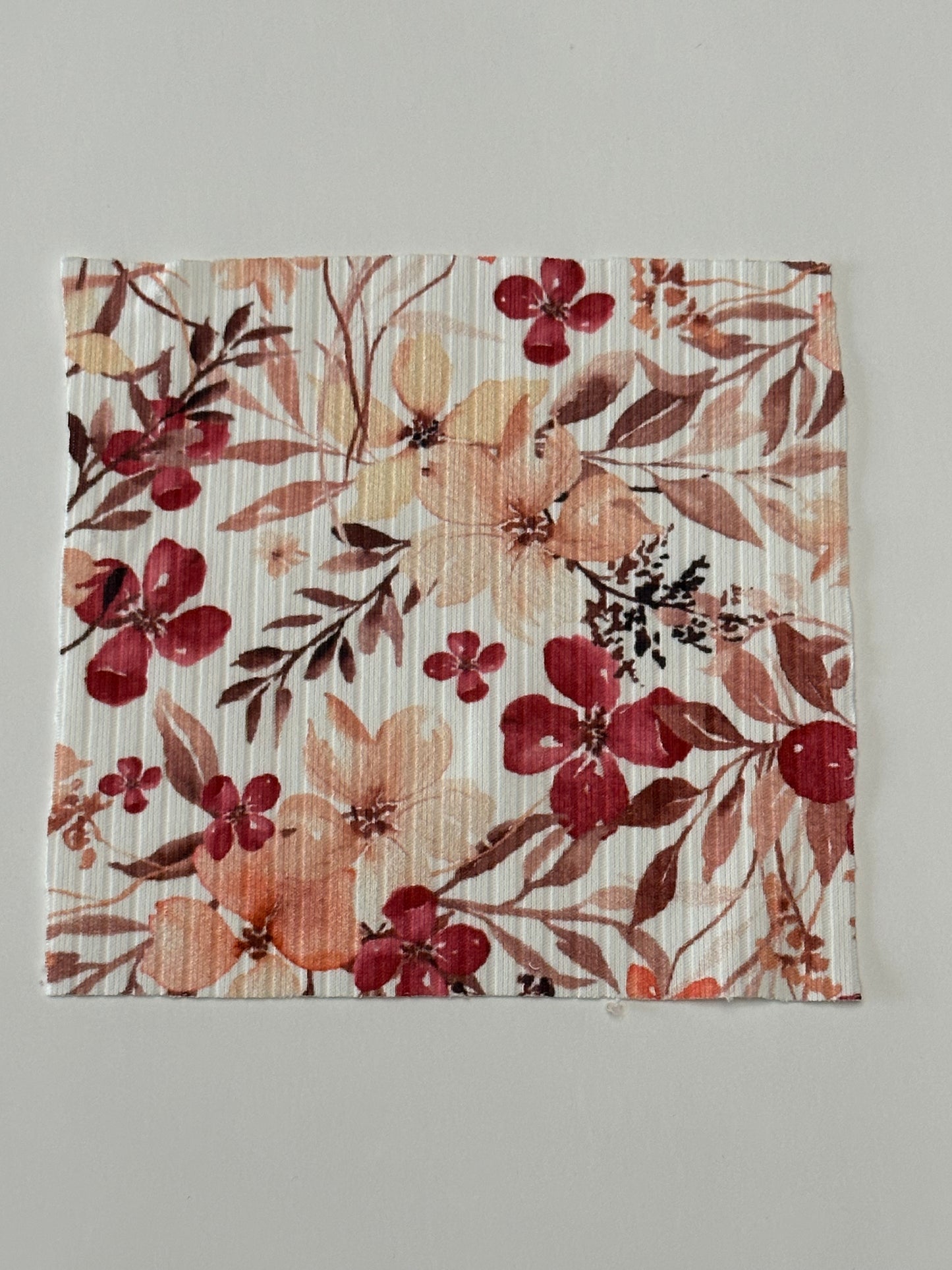 Cranbrerry Floral on Unbrushed Rib Knit Fabric Sold by the 1/4 yard