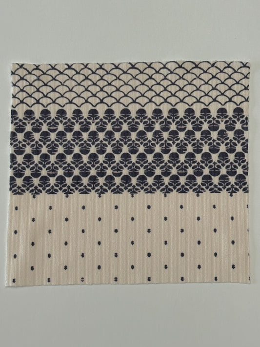 Bohemian Stripes in Inverted Navy on Unbrushed Rib Knit Fabric Sold by the 1/4 yard