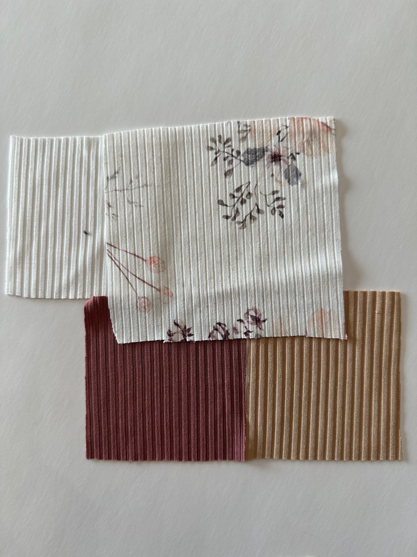 November Floral in White on Unbrushed Rib Knit Fabric Sold by the 1/4 yard
