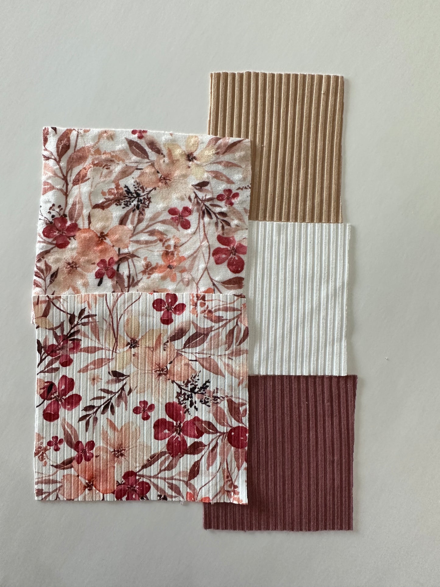 Cranbrerry Floral on Unbrushed Rib Knit Fabric Sold by the 1/4 yard