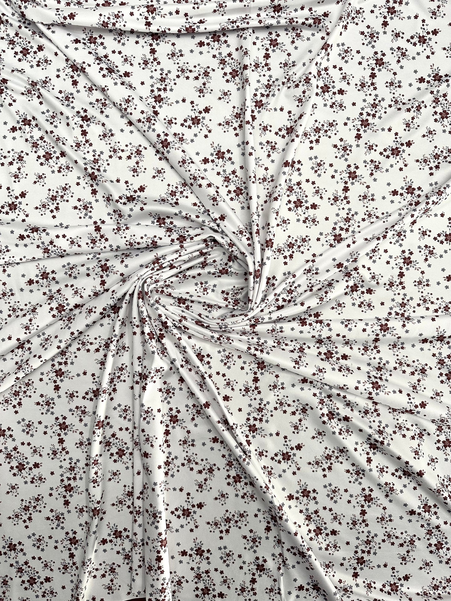 Winnie Floral in Light White on DTY Knit Fabric Sold by the 1/4 yard