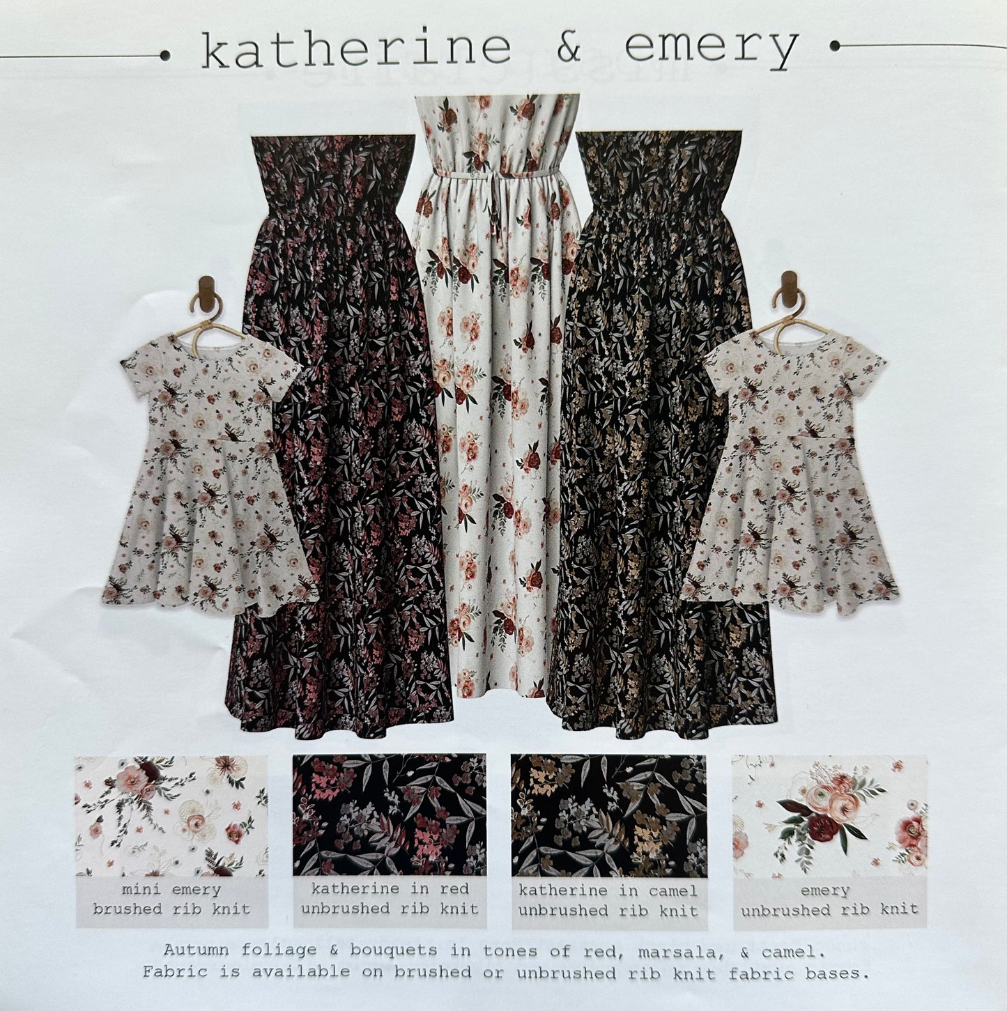 Mini Emery Floral on Unbrushed Rib Knit Fabric Sold by the 1/4 yard