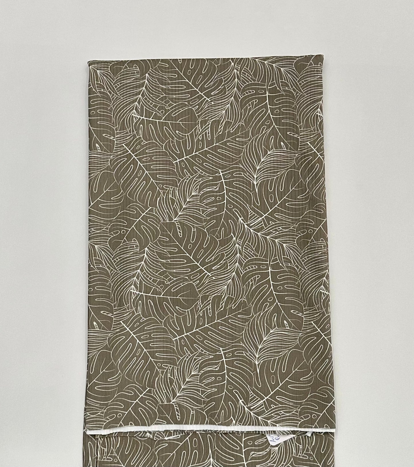 Autumn Leaf Print in Olive on Unbrushed Rib Knit Fabric Sold by the 1/4 yard