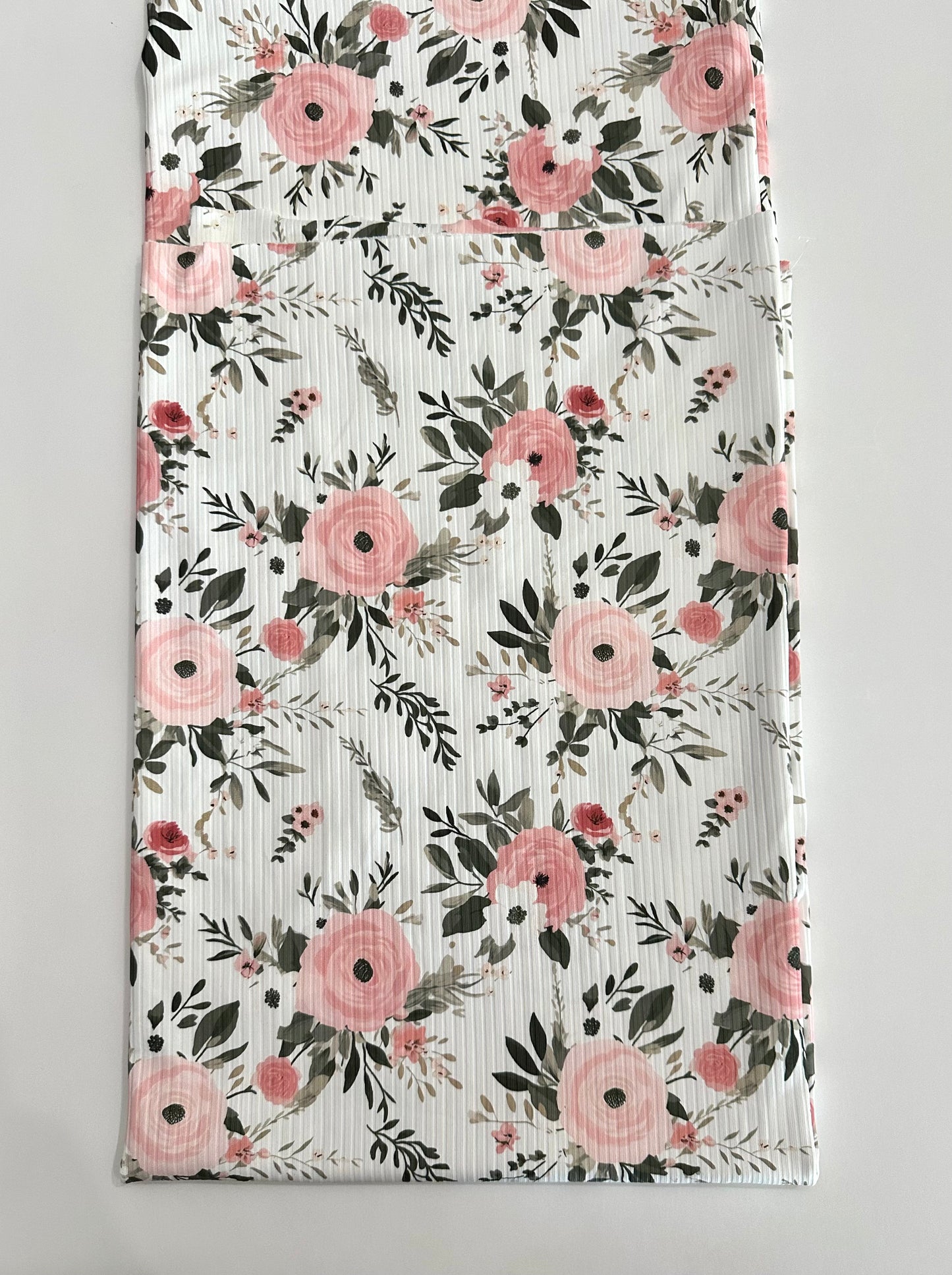 Rayna Floral on Unbrushed Rib Knit Fabric Sold by the 1/4 yard