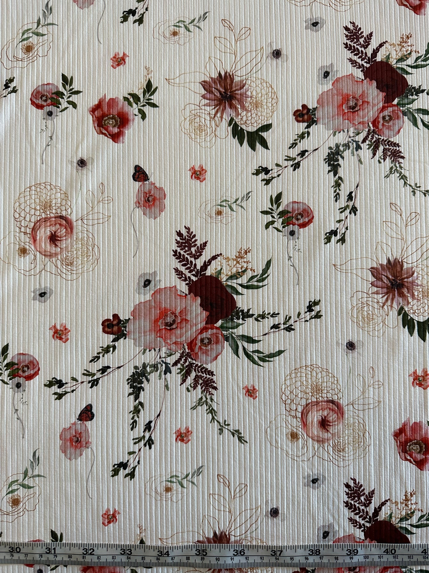 Mini Emery Floral on Unbrushed Rib Knit Fabric Sold by the 1/4 yard