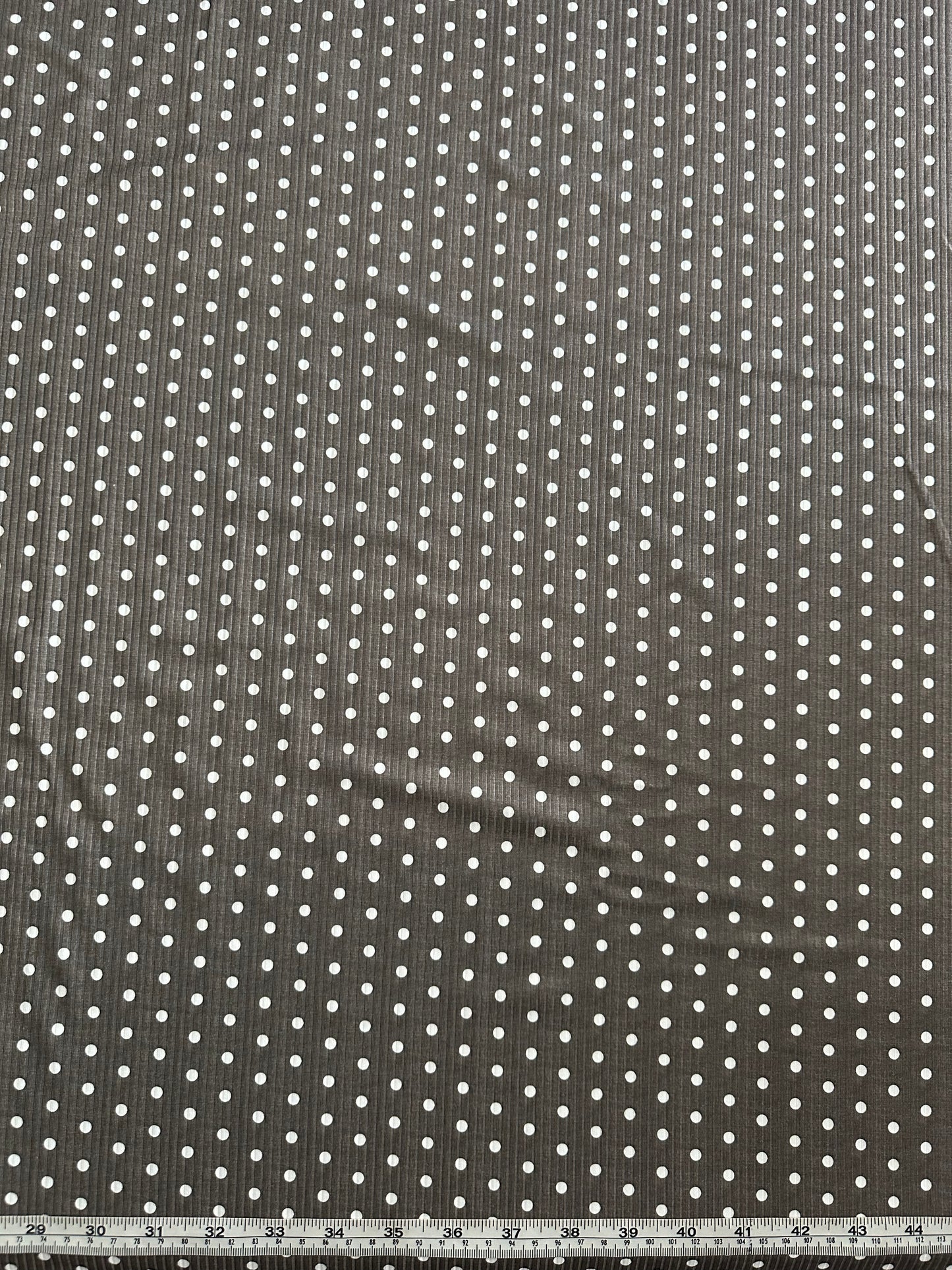 Polka Dots in Olive on Brushed Rib Knit Fabric Sold by the 1/4 yard