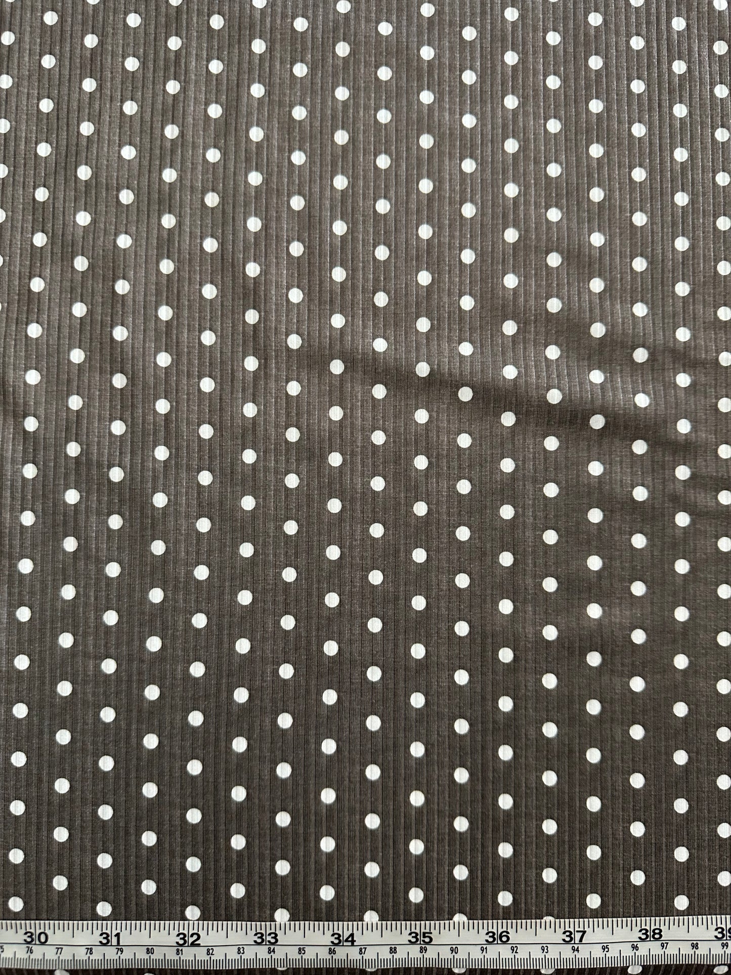 Polka Dots in Olive on Brushed Rib Knit Fabric Sold by the 1/4 yard