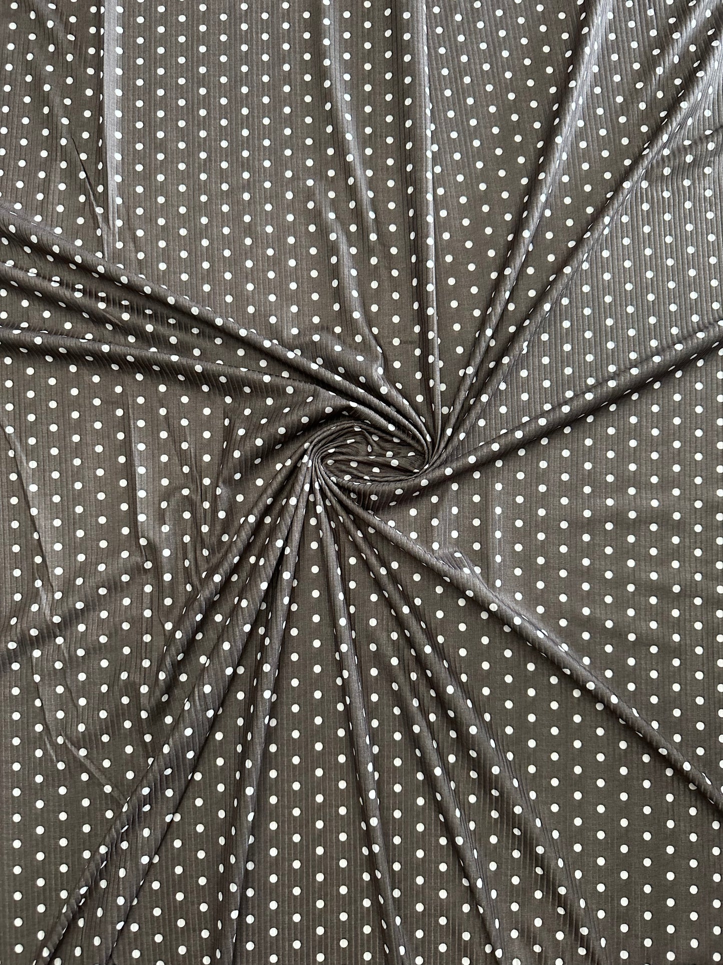 Polka Dots in Olive on Brushed Rib Knit Fabric Sold by the 1/4 yard