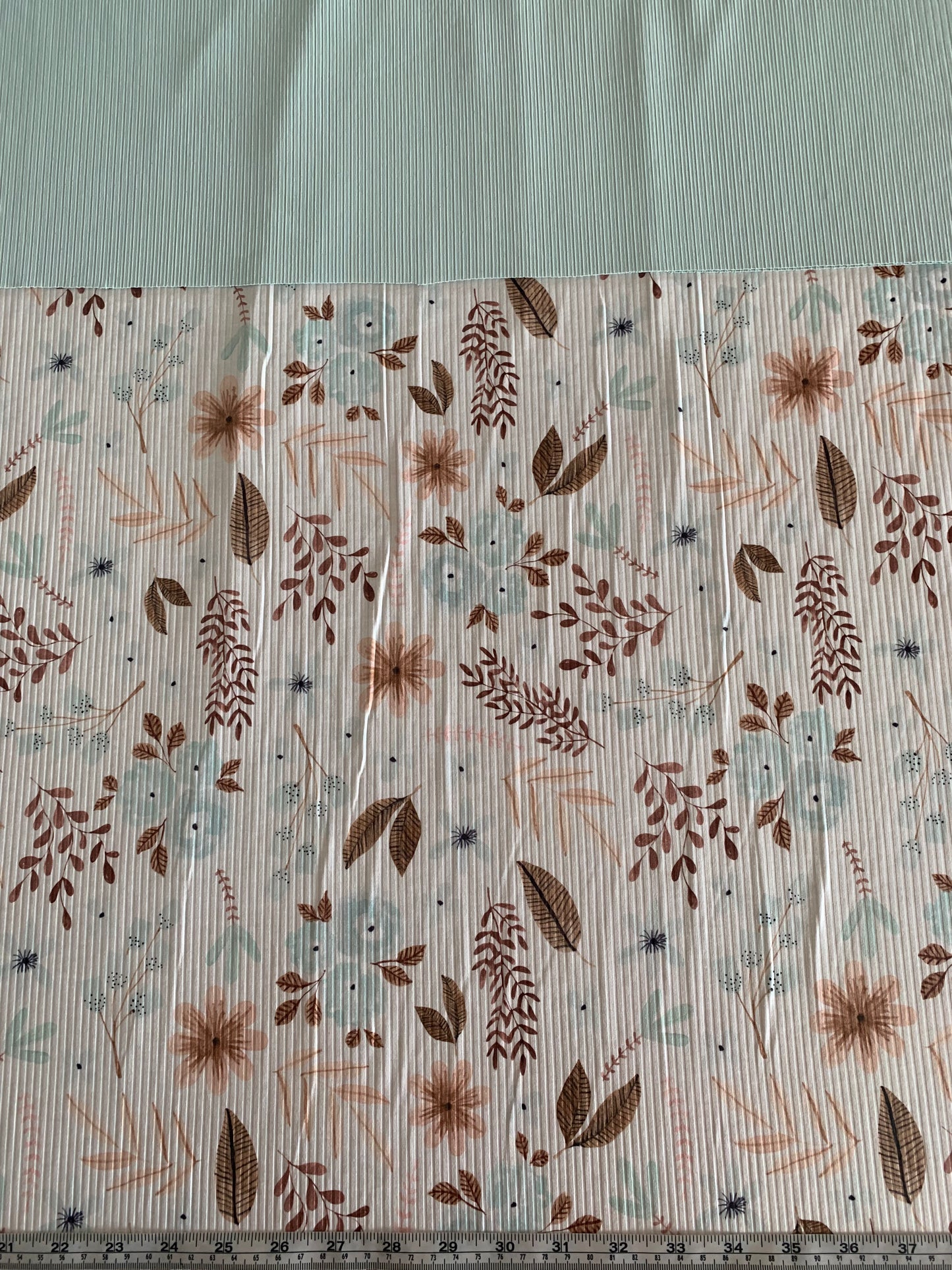 April Showers in Blue on Brushed Rib Knit Fabric Sold by the 1/4 yard