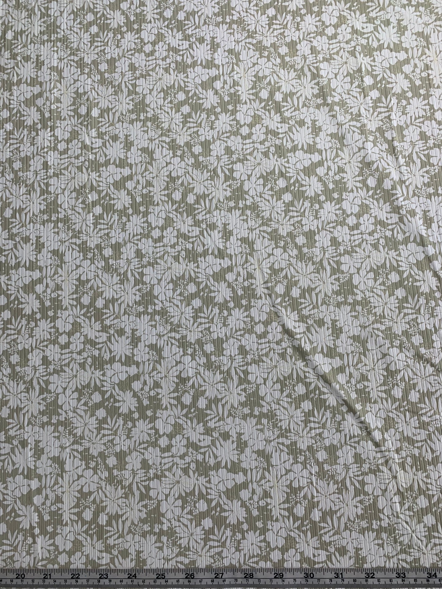 Dianna Floral in Spring Green on Unbrushed Rib Knit Fabric Sold by the 1/4 yard