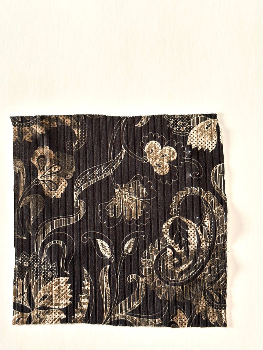 Black Ethnic Print on Unbrushed Rib Knit Fabric Sold by the 1/4 yard