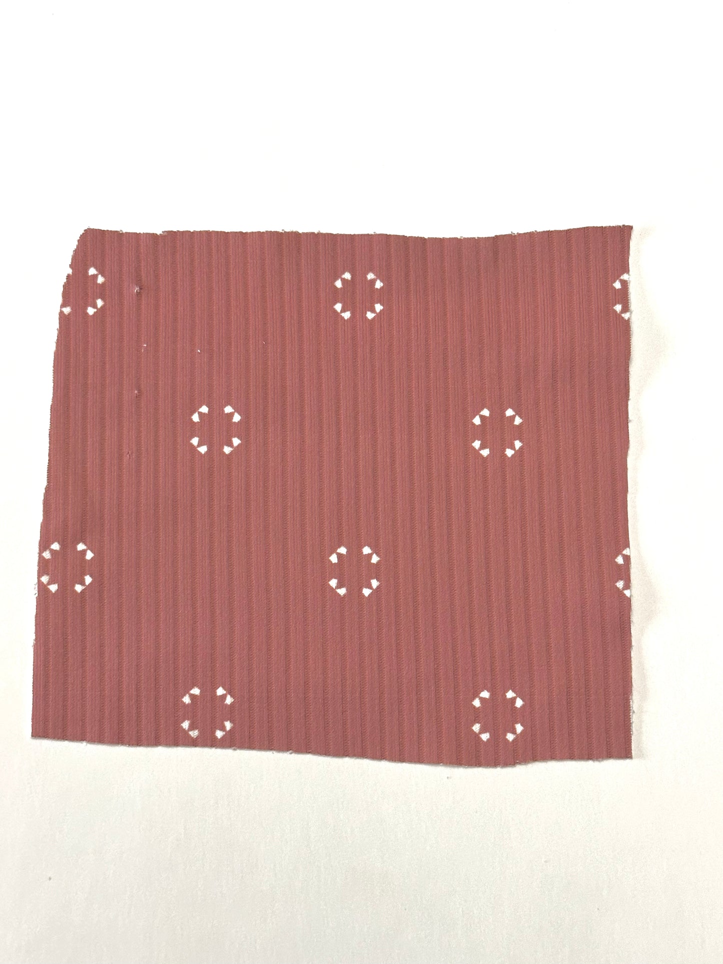 Pre-Order Geometric Print in Rose on Unbrushed Rib Knit Fabric Sold by the 1/4 yard