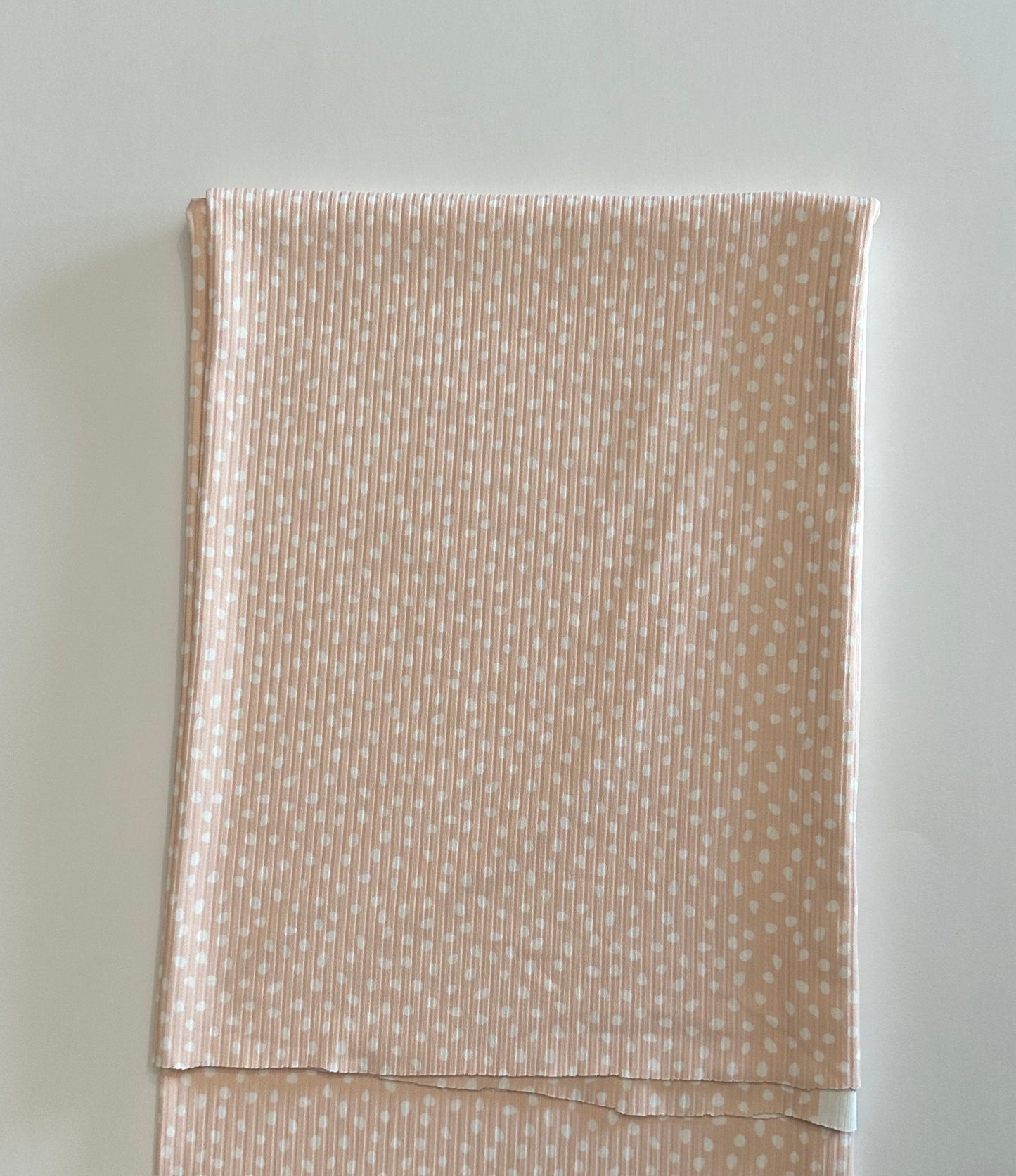 Jane Abstract Dot in Blush on Unbrushed Rib Knit Fabric Sold by the 1/4 yard