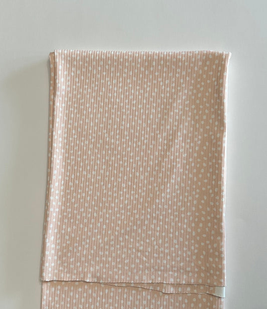 Jane Abstract Dot in Blush on Unbrushed Rib Knit Fabric Sold by the 1/4 yard