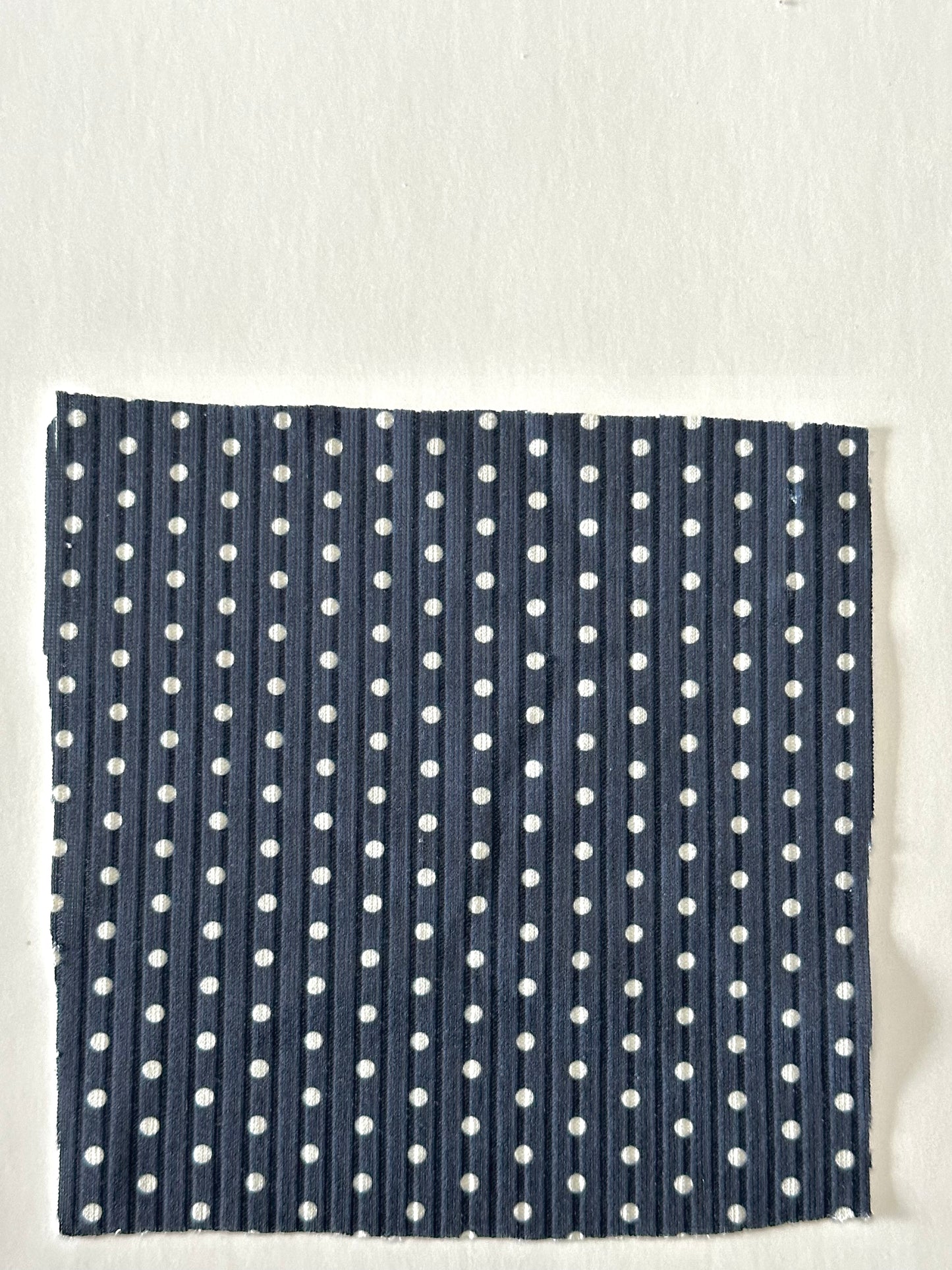 Pre-Order Polka Dots in Navy on Unbrushed Rib Knit Fabric Sold by the 1/4 yard