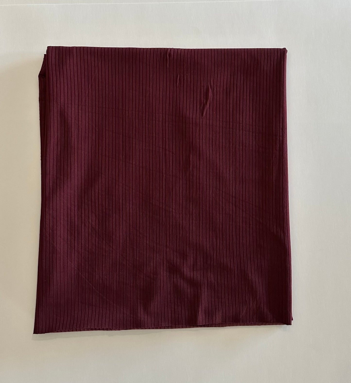 Solid Burgundy on Unbrushed Rib Knit Fabric Sold by the 1/4 yard