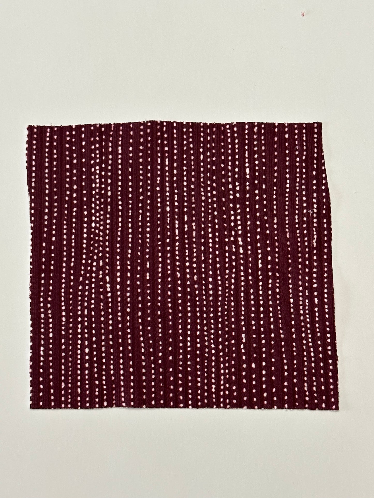 Pre-Order Rain Stripes in Burgundy on Unbrushed Rib Knit Fabric Sold by the 1/4 yard