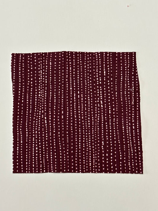 Rain Stripes in Burgundy on Unbrushed Rib Knit Fabric Sold by the 1/4 yard