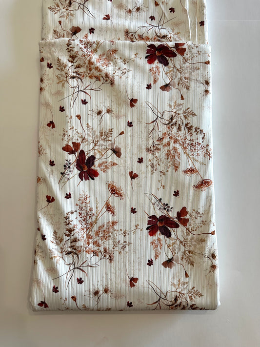 Whitney Floral on Unbrushed Rib Knit Fabric Sold by the 1/4 yard