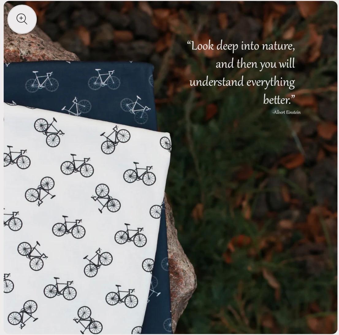 Bikes in Navy on Imitation Cotton Jersey Knit Fabric Sold by the 1/4 yard