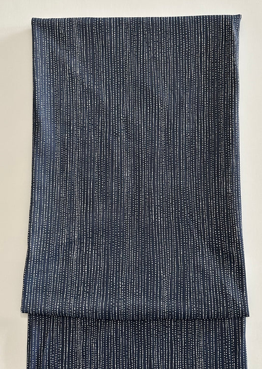 Rain Stripes in Navy on Unbrushed Rib Knit Fabric Sold by the 1/4 yard
