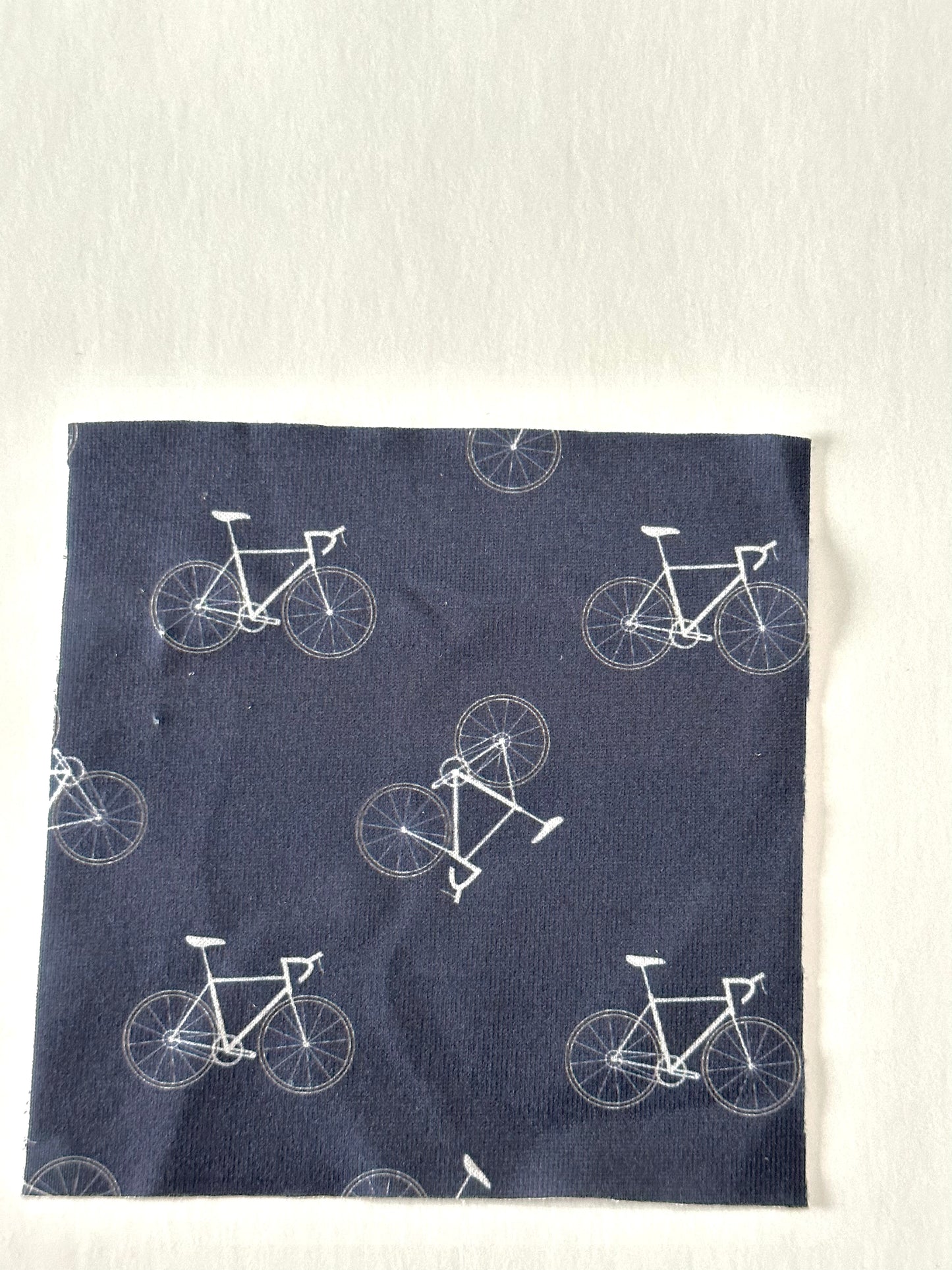 Pre-Order Bikes in Navy on Imitation Cotton Jersey Knit Fabric Sold by the 1/4 yard