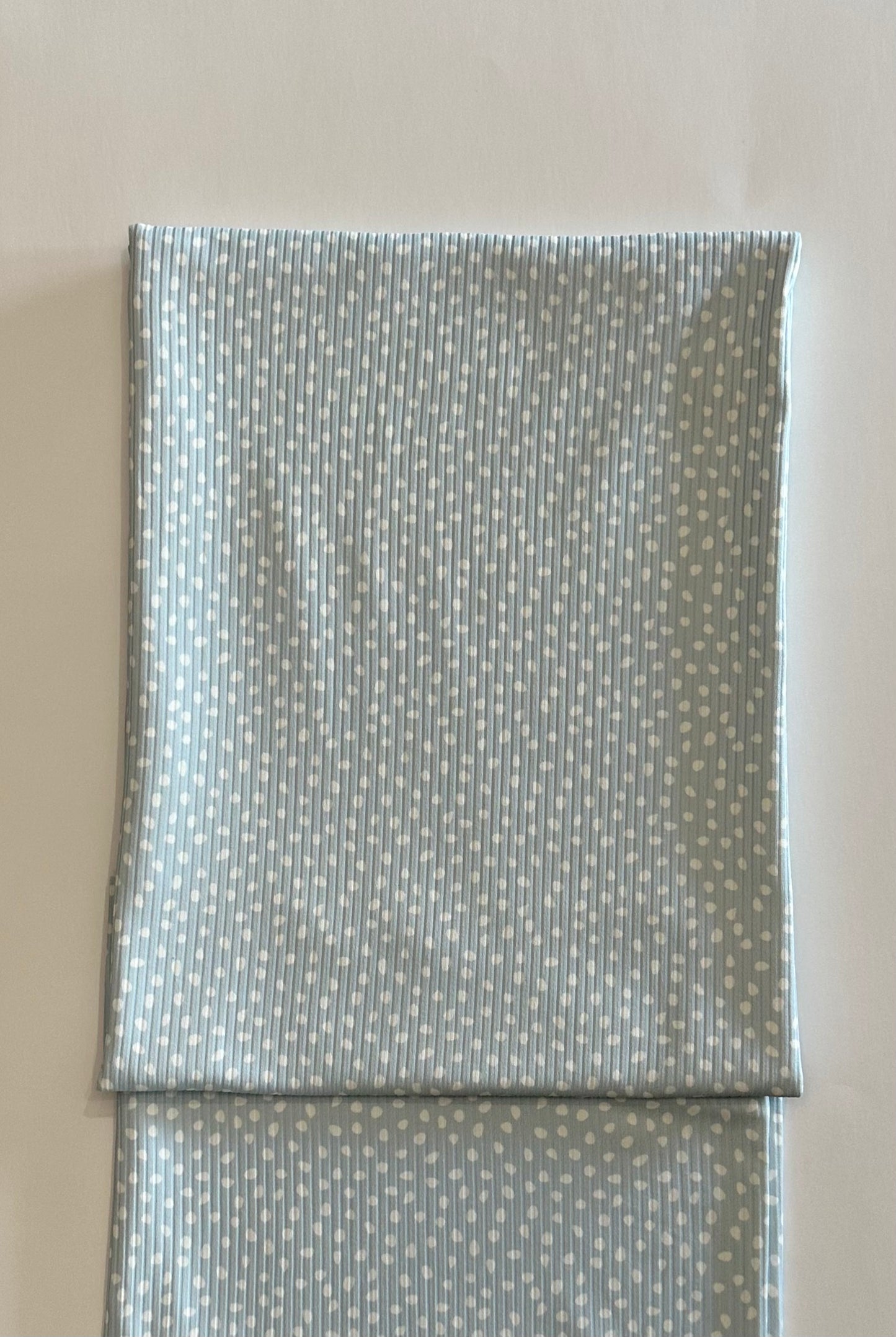 Jane Abstract Dot in Spring Blue on Unbrushed Rib Knit Fabric Sold by the 1/4 yard