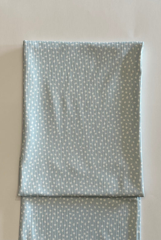 Jane Abstract Dot in Spring Blue on Unbrushed Rib Knit Fabric Sold by the 1/4 yard