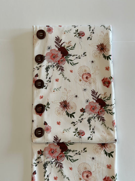 Mini Emery Floral on Unbrushed Rib Knit Fabric Sold by the 1/4 yard