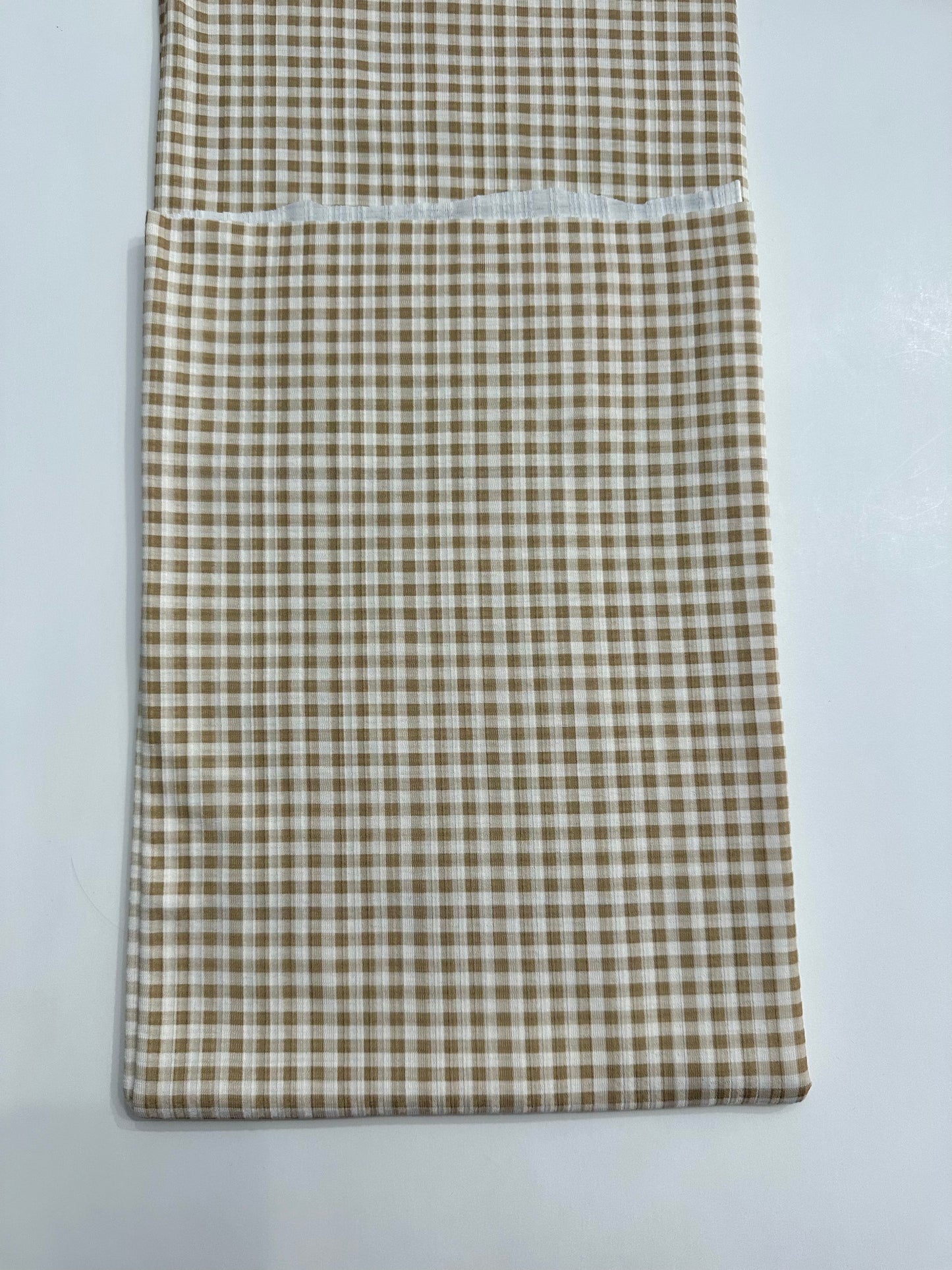 Vienna Gingham in Olive Green on Summer Breeze Knit Fabric Sold by the 1/4 yard