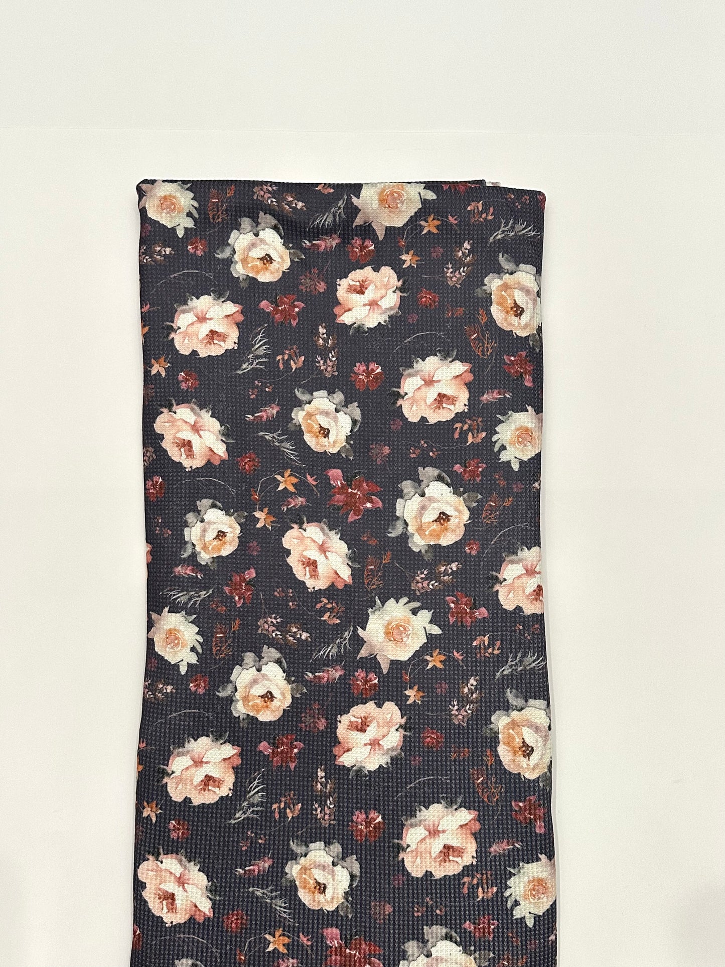 Mindy Floral in Navy on Brushed Waffle Knit Fabric Sold by the 1/4 yard