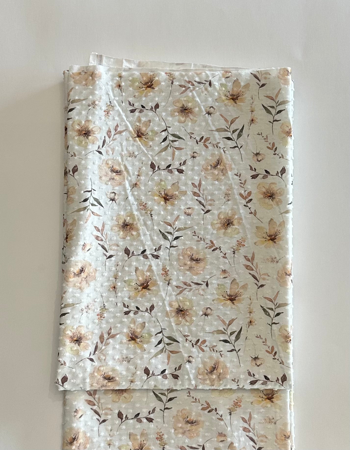 Mellie Floral in Ivory on Swiss Dot Knit Fabric Sold by the 1/4 yard