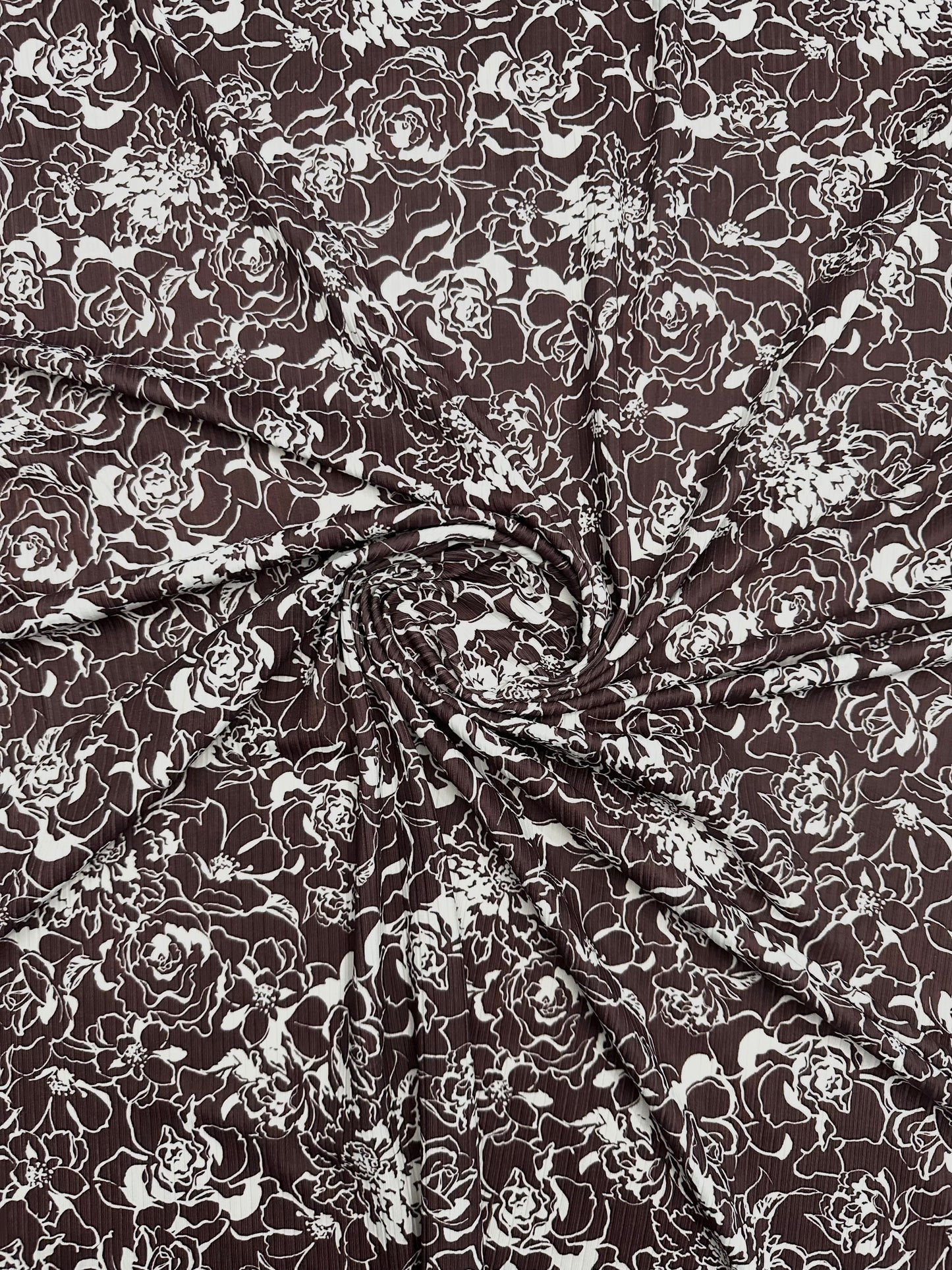 Holly Floral in Deep Red on Unbrushed Rib Knit Fabric Sold by the 1/4 yard