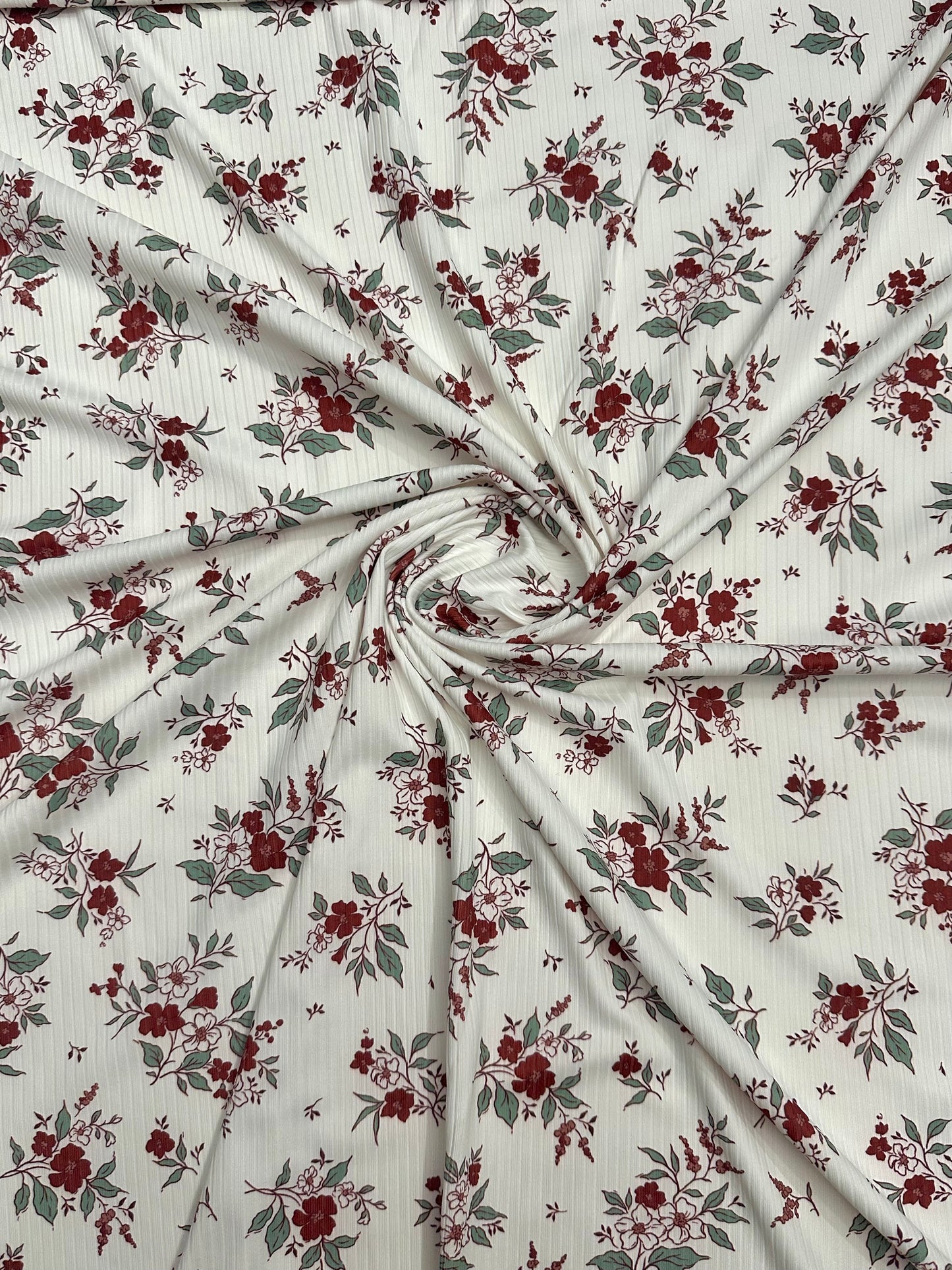 Mindy Floral on Unbrushed Rib Knit Fabric Sold by the 1/4 yard