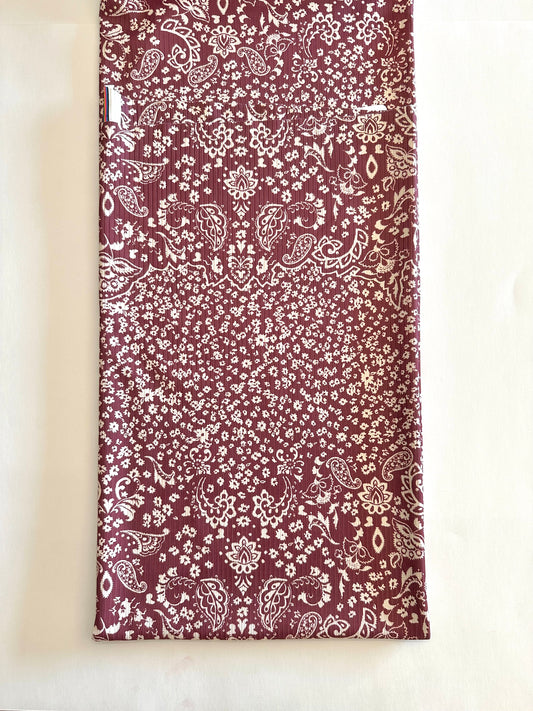 Paisley Toss in Burgundy on Unbrushed Rib Knit Fabric Sold by the 1/4 yard