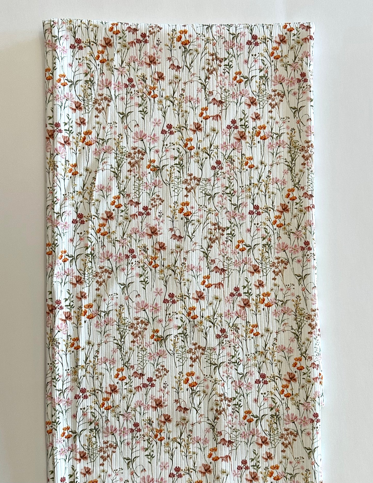 Payton Floral on Unbrushed Rib Knit Fabric Sold by the 1/4 yard
