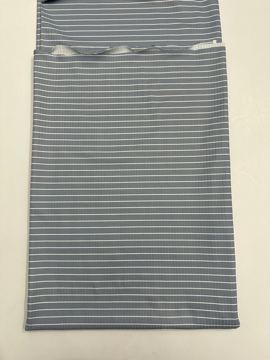 Ribbed Stripes in Dusty Blue on Unbrushed Rib Knit Fabric Sold by the 1/4 yard