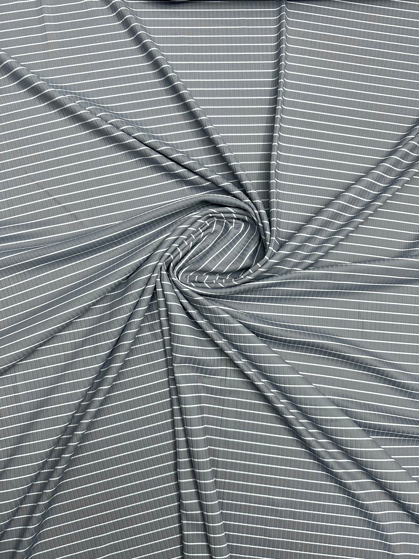 Ribbed Stripes in Dusty Blue on Unbrushed Rib Knit Fabric Sold by the 1/4 yard