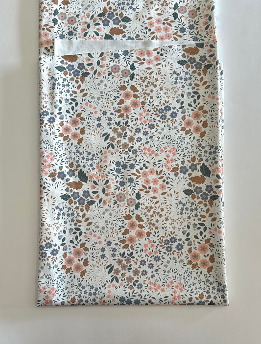 Shiloh Floral in White on Eureka Jersey Knit Fabric Sold by the 1/4 yard