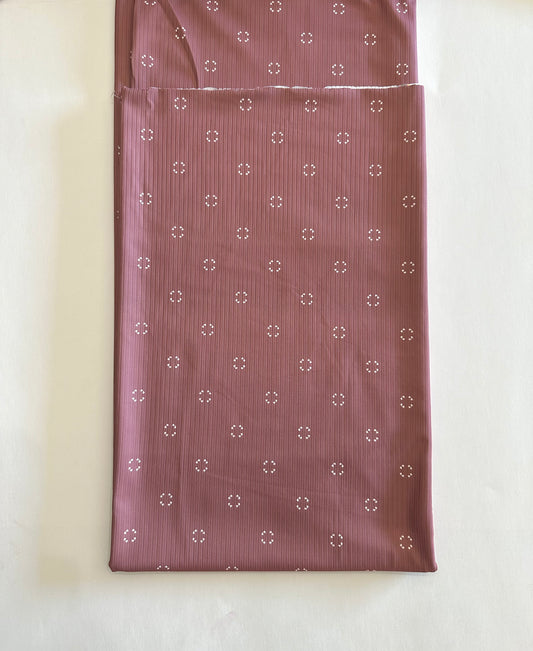 Geometric Print in Rose on Unbrushed Rib Knit Fabric Sold by the 1/4 yard