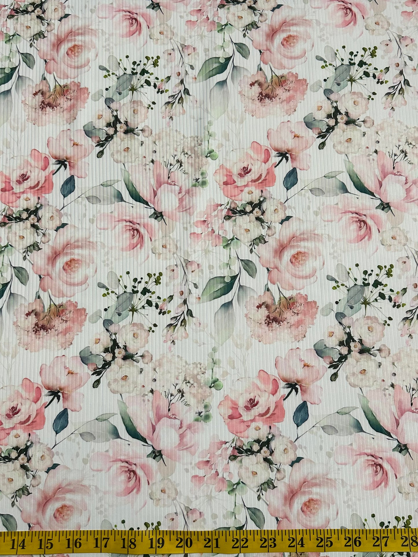 Cecelia Floral on Unbrushed Rib Knit Fabric Sold by the 1/4 yard